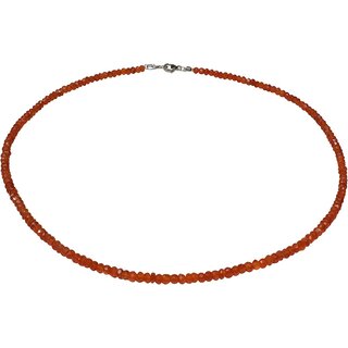 Funk-Collier Edelsteinkette Feuerkarneol facettiert, 925oo SI Schlo, ca. 44 cm, Damen