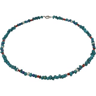 Funk-Collier Edelsteinschmuck Arizona Trkis, Koralle, Sw. Zuchtperle, 925oo SI Schlo, ca. 44.5 cm