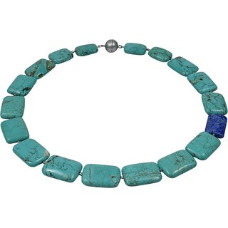 Edelsteinschmuck Howlith-Trkis, Lapis Lazuli Design-Element, ca. 49 cm, Damen