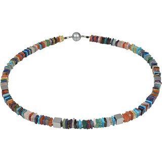 Exklusives Edelsteincollier Multicolor, Magnetschloss, ca. 44.5 cm, Damen