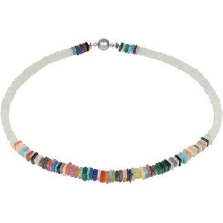 Exklusives Edelsteincollier Mondstein, Multicolor, Magnetschloss, 44.5 cm