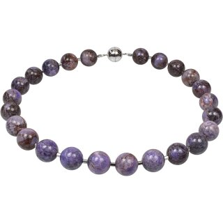 Funk-Collier Edelsteinkette Lepidolith, Ø ca. 16.5 mm, Magnetschloss, ca. 48 cm