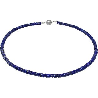 Edelsteinschmuck Lapis Lazuli, Linsencollier ca. 44 cm, Magnetschloss, Damen