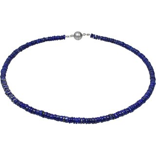 Edelsteinschmuck Lapis Lazuli, Linsencollier ca. 44 cm, Magnetschloss, Damen