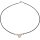 Funk-Collier Schwarzer Spinell fac, Tropfen Perle, 925oo Silber Schloss, ca. 44.5 cm