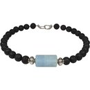 Design Kette echter Lavastein, ca.  14 mm, Aquamarin,...