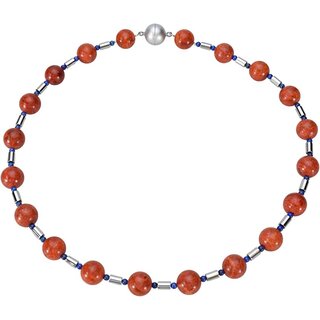 Collier Schaumkoralle mit Lapis Lazuli, Magnetschloss, ca. 45.5 cm