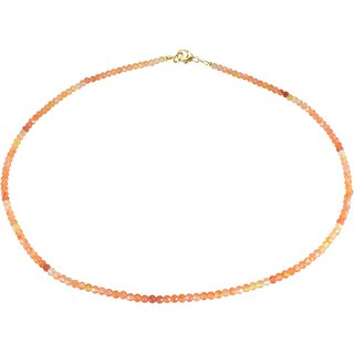 Funk-Collier Edelsteinschmuck Super-Feuerkarneol facettiert, ca.  3 mm, 925oo SI Schlo verg, ca. 43.5 cm