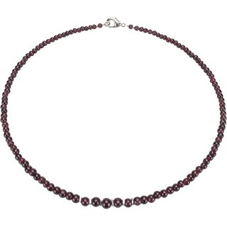 Granat Kugelcollier, Ø ca. 4-6 mm, Silber-Hämatit, ca. 45.5 cm, Damen