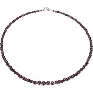 Granat Kugelcollier,  ca. 4-6 mm, Silber-Hmatit, ca. 45.5 cm, Damen
