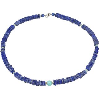 Exklusives Edelsteincollier Lapis Lazuli, Amazonit, 925oo Silber, ca. 46.5 cm