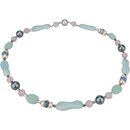 Funk-Collier Edelsteinkette Amazonit, Rosenquarz, MKP,...