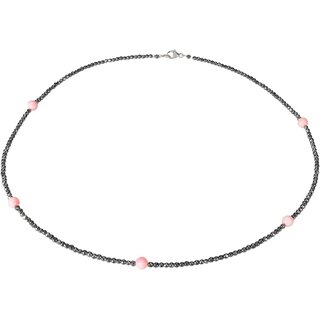 Edelsteincollier Hmatit facettiert, Koralle, 925oo Silber Schloss, ca. 43.5 cm