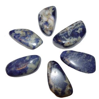 Sodalith 100 g Trommelsteine, ca. 5 - 7 Steine, Handschmeichler Wassersteine