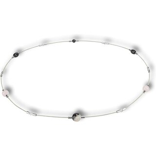 Funk-Collier Endless Dream, Drusen Achat, Rosenquarz, Silber-Hmatit ca. 90 cm