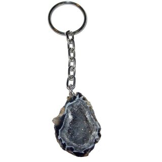 Achat Geode hell Schlüsselanhänger aufgeschnitten und poliert ca. 25 - 35 mm plus Kette