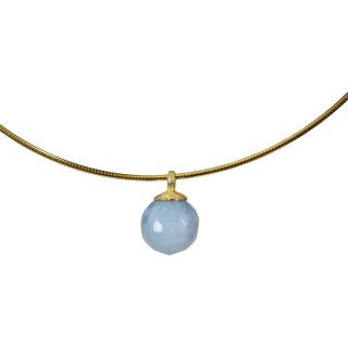 925oo Silber verg. Omega Reif ca. 42 cm, Aquamarin facettiert Ø ca. 12 mm, Damen