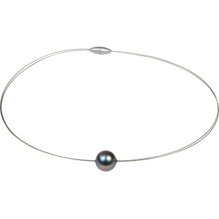 feiner Edelstahl Halsreif, wie Stahlseide, 2-reihig, Magnetschloss, MKP ca. Ø 12 mm, peacock