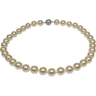 Tamouree Muschelkernperlen Collier, Woll-Wei, 12mm, Magnetschloss, ca. 47 cm