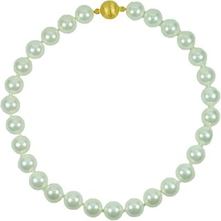 Tamouree Muschelkernperlen Collier 14mm Wei, 925oo Silber vergoldetes Magnetschloss ca 47 cm