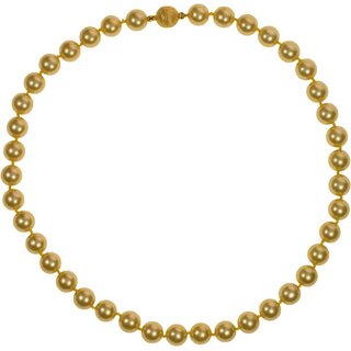 Muschelkernperlen Collier Gold gelb, 10mm, 925 Silber vergoldet