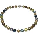 Muschelkernperlen Collier, zarte Multicolor Tne, 925 Silber