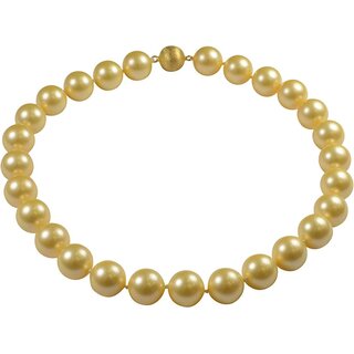 Muschelkernperlen Collier gold gelb, 16mm, 925 Silber vergoldet