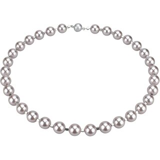 Funk-Collier Tamouree Muschelkernperle EIS-ros, ca. 11 mm, Silber-Hmatit, Magnetschloss