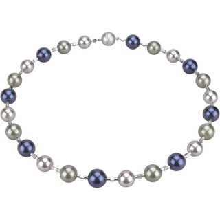 Funk-Collier Tamouree Muschelkernperle, ca. 12 mm, Silber-Hmatit, Magnetschloss, ca. 47.5 cm
