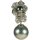 Blütenclip Muschelkernperlen 8 und 16 mm, anthrazit und silber-rosé, Zirkonia