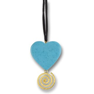 Howlith-Trkis Herz mit 925oo Silber Energie-Spirale vergoldet, Anhnger Edelstein, Damen