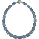 Edelstein Kette - blauer Achat Collier, 925oo Silber...