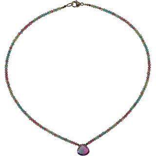 Collier coated Quarz facettiert, 925oo Silber, ca. 44 cm