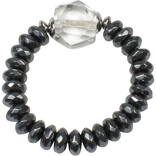 Funk-Ring Energie-Power-Ring, Flexible Gre ca. 54-63, Bergkristall facettiert, 925oo Silber