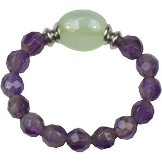 Energie-Power-Ring, Flexible Gre ca. 54-63, Amethyst, Chalcedon, 925oo Silber