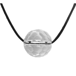 Bergkristall Kugel ca. 18mm facettiert als Anhnger mit Lederband  Bohrung 1 mm