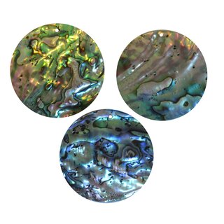 Paua Shell Muschel Anhnger rund  ca. 50 mm super blau grner lila Schimmer / Farbspiel