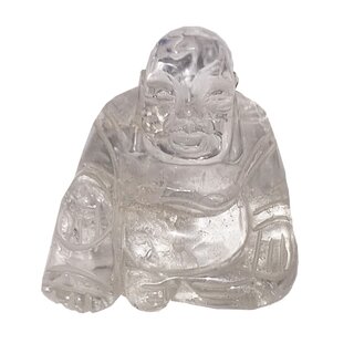 Bergkristall Buddha ca. 30 - 35  mm aus echtem Edelstein Happy Buddha sitzend, lachend