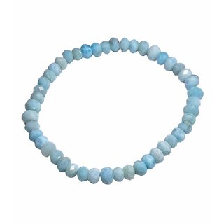 Larimar facettiertes Armband Linsen ca. 5 - 6 mm  auch Atlantisstein genannt auf Stretchband ca. 19 - 20 cm
