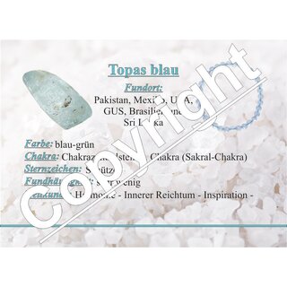 Topas blau Trommelstein Handschmeichler A* Qualitt, teilweise mit kleinen Einschlssen ca. 15 - 20 mm
