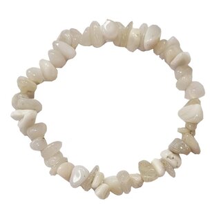 Achat wei Friedensachat Splitter ca.5 - 10 mm Armband auf Stretchband ca. 19 - 20 cm