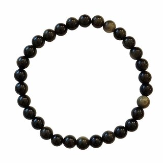 Obsidian Gold Armband 6 mm Kugel schner goldener Schimmer ca. 19 - 20 cm auf Stretchband