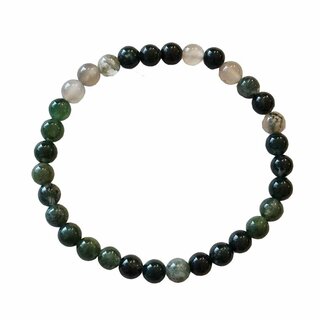 Moosachat 6 mm Kugel Armband ca. 19 - 20 cm auf Stretchband
