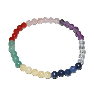 7 Chakra Multicolor Kinder Armband 4 mm Kugel auf Stretchband ca. 13 - 15 cm