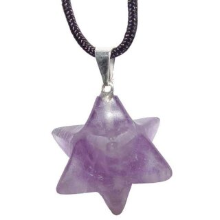 Amethyst Merkaba achtstrahliger Stern Anhänger mit silberfarbener Metallöse Ø ca.20 mm