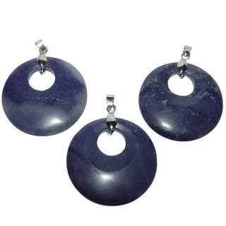 Blauquarz Anhnger rund mit silberfarbenem Clip 40 mm 