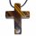 Tigerauge Kreuz Anhänger  45 x 35 x 8 mm mit Bohrung 2,5 mm