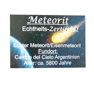 Meteorit Anhänger mit einer Metallöse mit Echtheitszertifikat ca. 10 - 15 mm, ca. 3 - 5 g