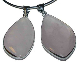 Rosenquarz Anhnger ca. 50 x 25 mm oval mit silberfarbiger Fassung 1 Stck