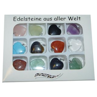 12 Stck Herzanhnger 20 mm mit Edelstahl Halsreif 42 cm einreihig